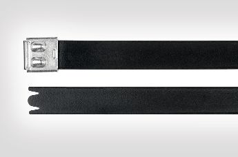 The MBT-FC cable tie is a coated stainless steel zip tie with smooth edges.