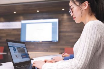 Woman working on a computer