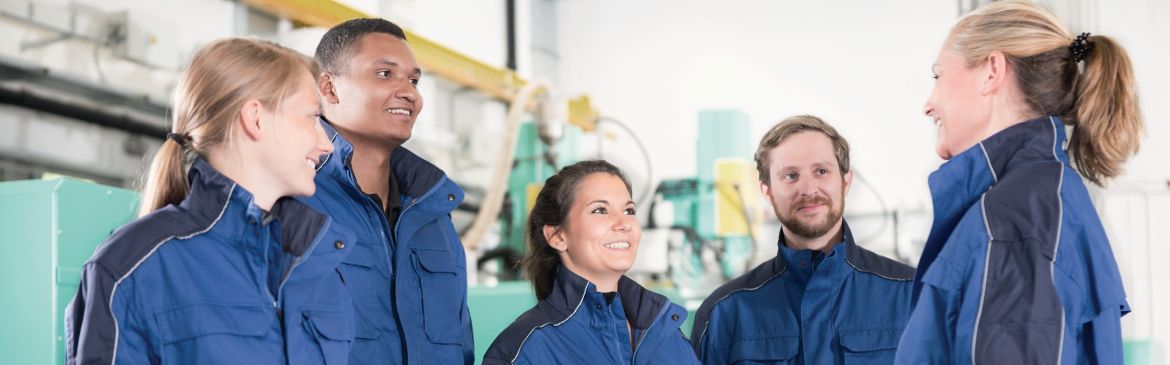 Workers in production hall