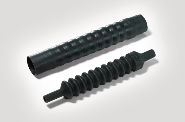 Adhesive lined heat shrink tubing with adapter lip connection for circular grooved adapters