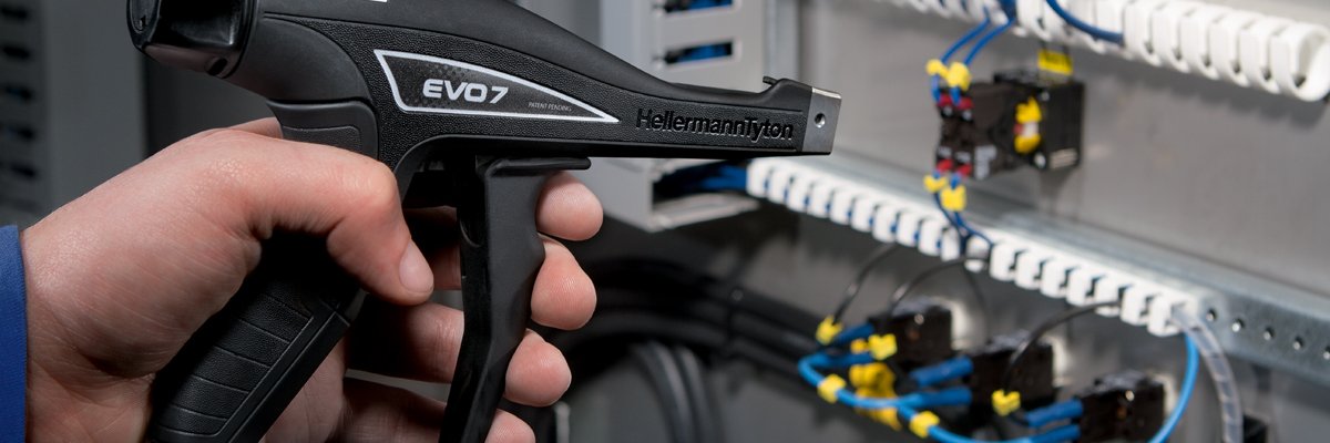 Making it safe and easy to cut cable ties in panels – the EVO7 cable tie gun from HellermannTyton