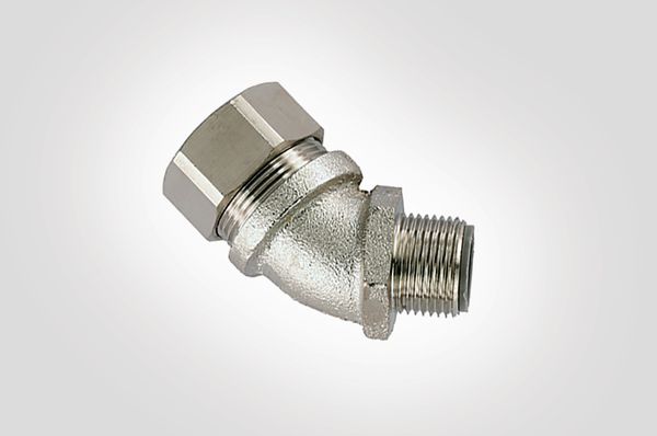 Cotovelo de compressão de 45° para tubos metálicos