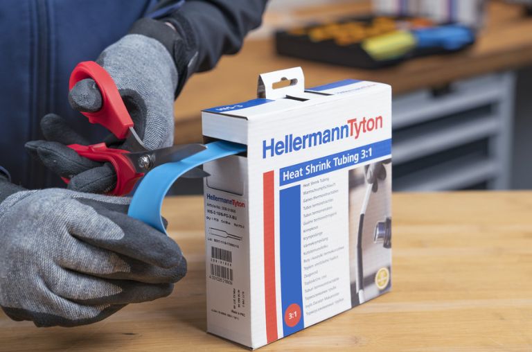 Dispenser boxes for HellermannTyton heat shrink tubing products with 2:1 shrinking ratio