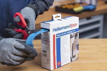 Dispenser boxes for HellermannTyton HIS heat shrink tubing proucts with 3:1 shrinking ratio