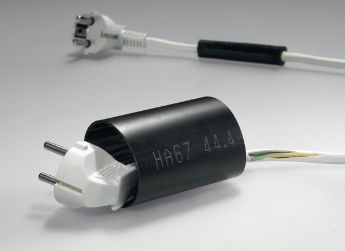 热缩管（6：1）与电源插头结合使用。