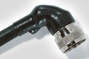 Ligação de tubo termo retrátil de ângulo recto para adaptadores com ranhuras circulares