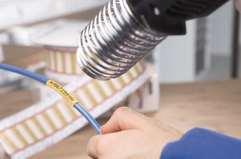 Diesel-resistant heat shrink labels in ladder-style format