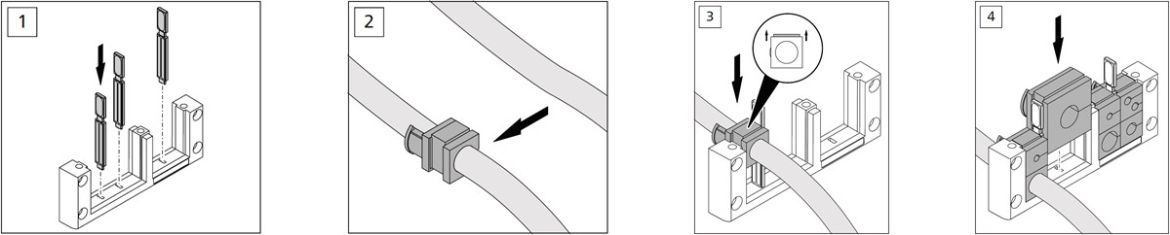 Hvordan installeres kabelgennmførings systemet VarioPlate trin 1 til 4