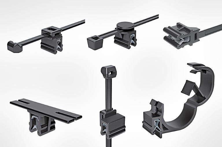 Clips de borde con diferentes direcciones de ruteo de cables