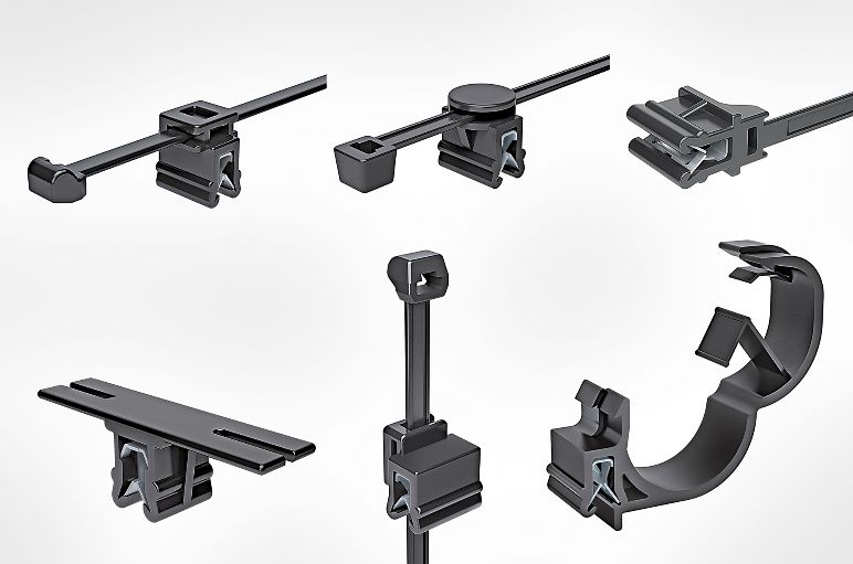 Clips de borde con diferentes direcciones de ruteo de cables