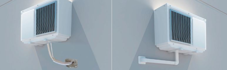 Canalización y accesorios para instalación de aire acondicionado.