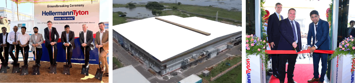 Alasdair Abercrombie-Barnett, Andrew Leyland and Raj Naveen officially open the Chennai factory on 10 November 2025