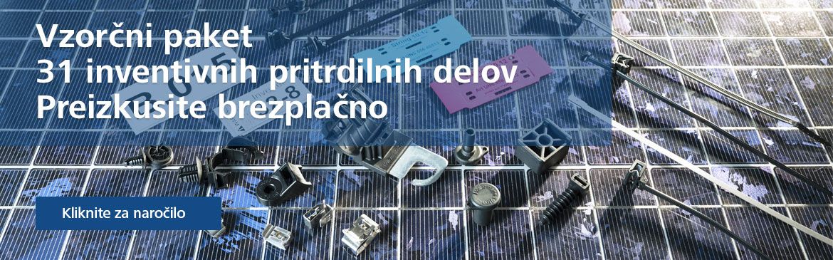 Izbor kabelskih vezic in pritrdilnih elementov HellermannTyton v paketu vzorcev za solarne inštalacije