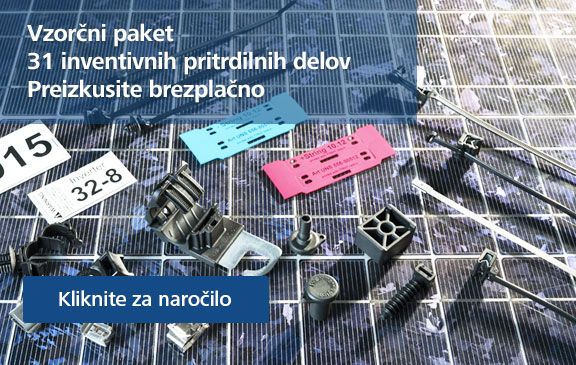 Izbor kabelskih vezic in pritrdilnih elementov HellermannTyton v paketu vzorcev za solarne inštalacije
