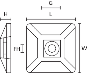 Cable Tie Mount MB4CA (side and plan view)