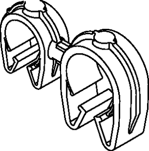 A rotatable dual routing clip that keeps two routings secured and separated.