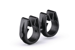 A rotatable dual routing clip that keeps two routings secured and separated.