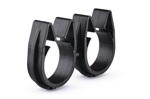 A rotatable dual routing clip that keeps two routings secured and separated.