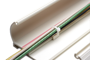 Tie mount keeps wire and cable bundled.