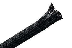 Expandable braided sleeving enlarges up to 150% of nominal diameter to accommodate irregular shapes.