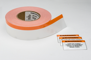 Continuous Colored Signal Panel labels come with yellow or orange stripes for easy printing of caution and warning labels.