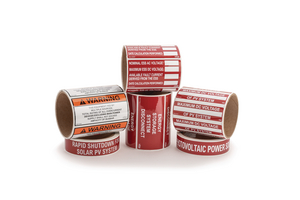 Variable print solar installation labels are designed to accept printing from any standard thermal transfer printer using a resin-based ink ribbon for the best durability.