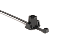 Versatile two-piece design allows cable routing above, perpendicular or parallel to stud.