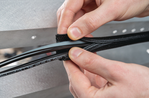 Lateral split allows the braided sleeving to open up to accommodate a variety of bundling requirements.