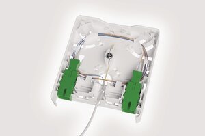 Fibre Wall Outlet with Pre-terminated Connecting Cable.