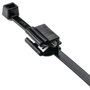 Cable tie with edge clip eliminates the need for drilling mounting holes, simplifying installation.