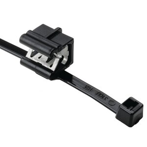 Cable tie with edge clip eliminates the need for drilling mounting holes, simplifying installation.