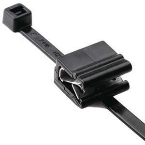 Cable tie with edge clip eliminates the need for drilling mounting holes, simplifying installation.