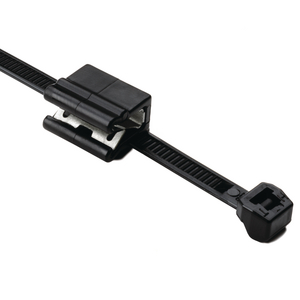 Two piece assembly allows the edge clip to slide along the cable tie strap to ensure proper orientation.