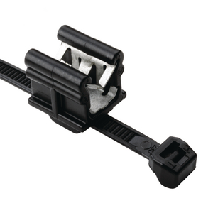 Two piece assembly allows the edge clip to slide along the cable tie strap to ensure proper orientation.