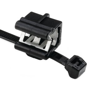 Two piece assembly allows the edge clip to slide along the cable tie strap to ensure proper orientation.