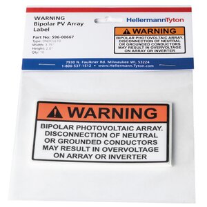 Warning label is resistant to chemicals and solvents and will remain legible in dirty environments.
