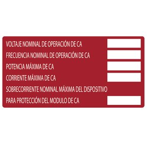 AC Module label meets NEC and IFC standards for printed text, character height, color and outdoor UV stability to pass inspections.