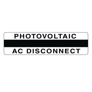 AC Disconnect label is made with UV-stable inks and materials for durability and weather resistance.