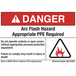 Danger label is made using UV-stable inks, materials and adhesive for durability in punishing environments.