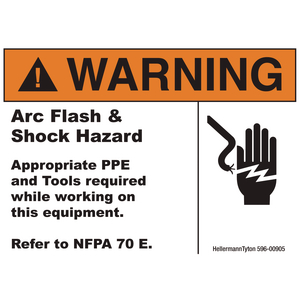 Warning label is made using UV-stable inks, materials and adhesive for durability in punishing environments.