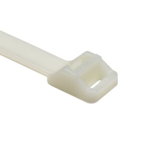 Releasable cable tie features a head design with extended pawl for quick release of bundles.