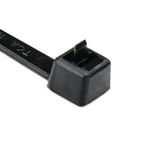 Releasable cable tie features a head design with extended pawl for quick release of bundles.