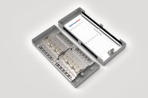 Modular Zone Termination Box loaded with 12x CAT6A FTP Jacks