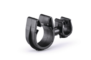 A rotatable dual routing clip that keeps two routings secured and separated.