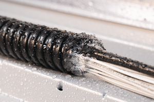 Transparent 1-component silicone gel for sealing corrugated tubes and conduits.