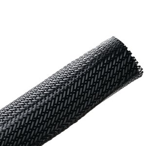 Expandable braided sleeving enlarges up to 150% of nominal diameter to accommodate irregular shapes.