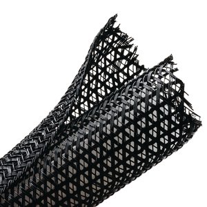 Expandable braided sleeving enlarges up to 150% of nominal diameter to accommodate irregular shapes.