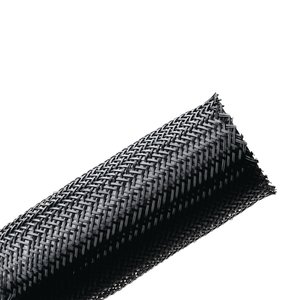 Expandable braided sleeving enlarges up to 150% of nominal diameter to accommodate irregular shapes.