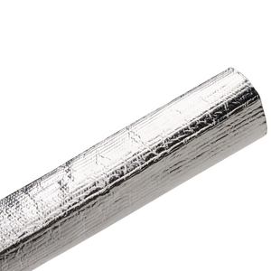 Aluminum laminated fiberglass sleeving reflects radiant heat away from sensitive contents inside the tubing.