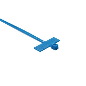 Cable tie features an identification plate to easily identify bundles.